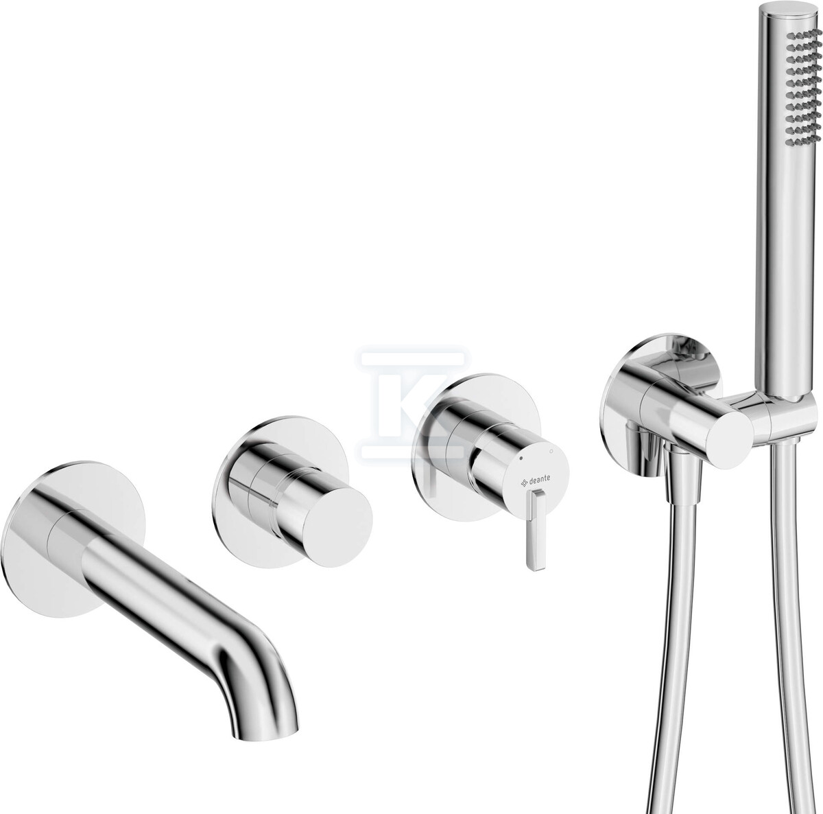 Bateria wannowa Silia, chrom, 4-otworowa podtynkowa - obrazek 1